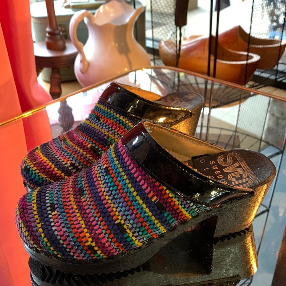 🌈Rainbow Tweed Sven Swedish Clogs, 38 (fits like 8)
